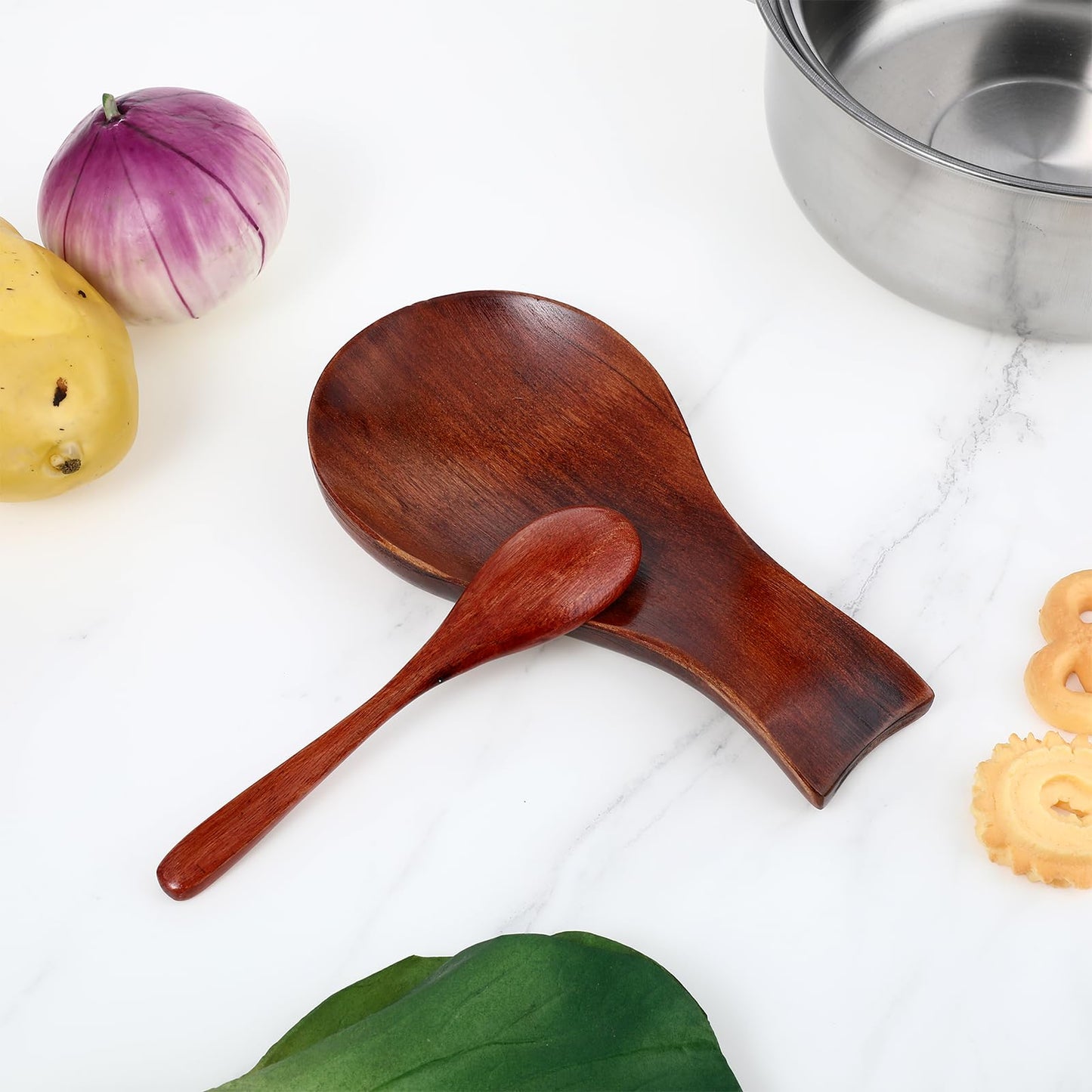 1 PCS Wooden Spoon Rest for Kitchen Counter, Smooth Wood Spoon Holder for Stove Top, Perfect Wood Utensil Rest for Spatula, Modern and Rustic Utensil Holder for Farmhouse (7.17"×3.62")
