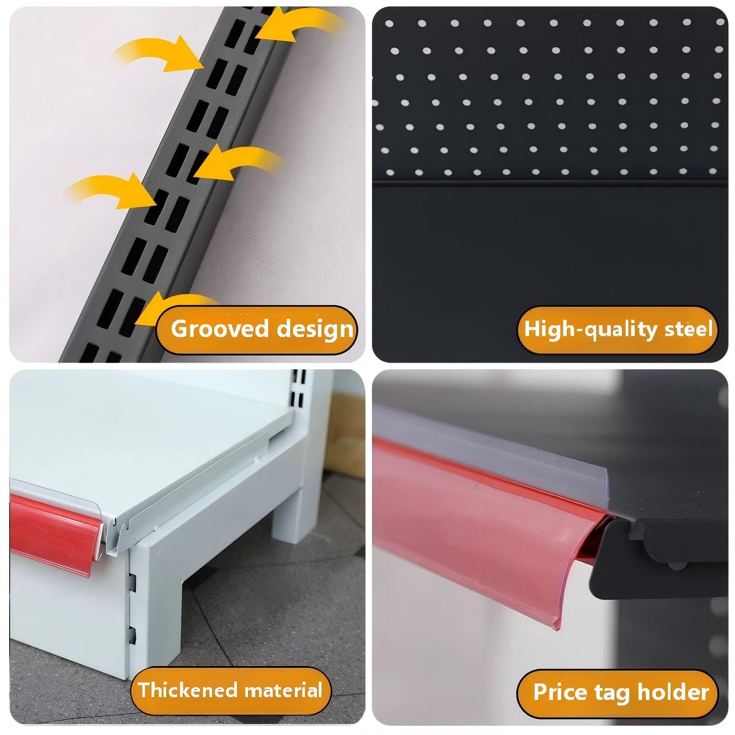 Double-Sided Retail Display Shelving Unit, Adjustable Height, Customizable Combination, 2 Colors (Black, W106*D31*H63)