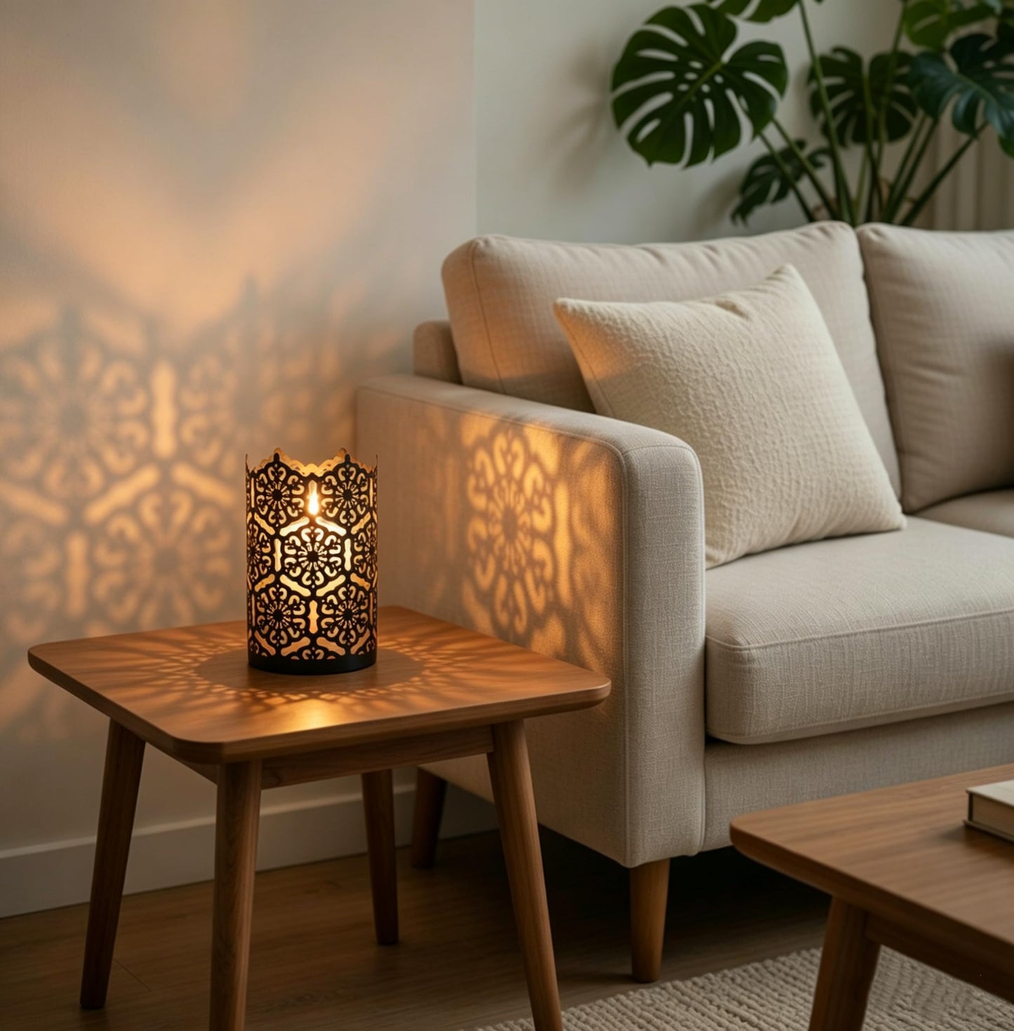 Hosley's Set of 2 Flower 7" High Cut Bronze Candle Holder & Lantern. Ideal for Use with Hosley Highly Scented Candles, Jar Candles. Can be Used as a Decorative Centerpiece in Your Living/Dining Room