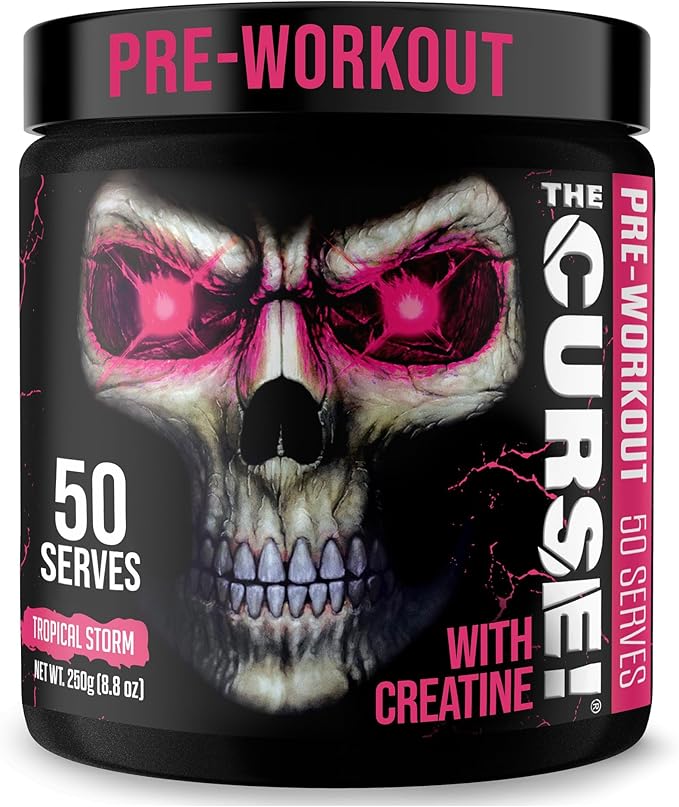JNX SPORTS The Curse! Pre Workout Powder for Men & Women, Caffeine, Beta-Alanine, Creatine, L-Citrulline, 50 Servings, Tropical Storm Flavor ??Boost Energy, Strength & Focus