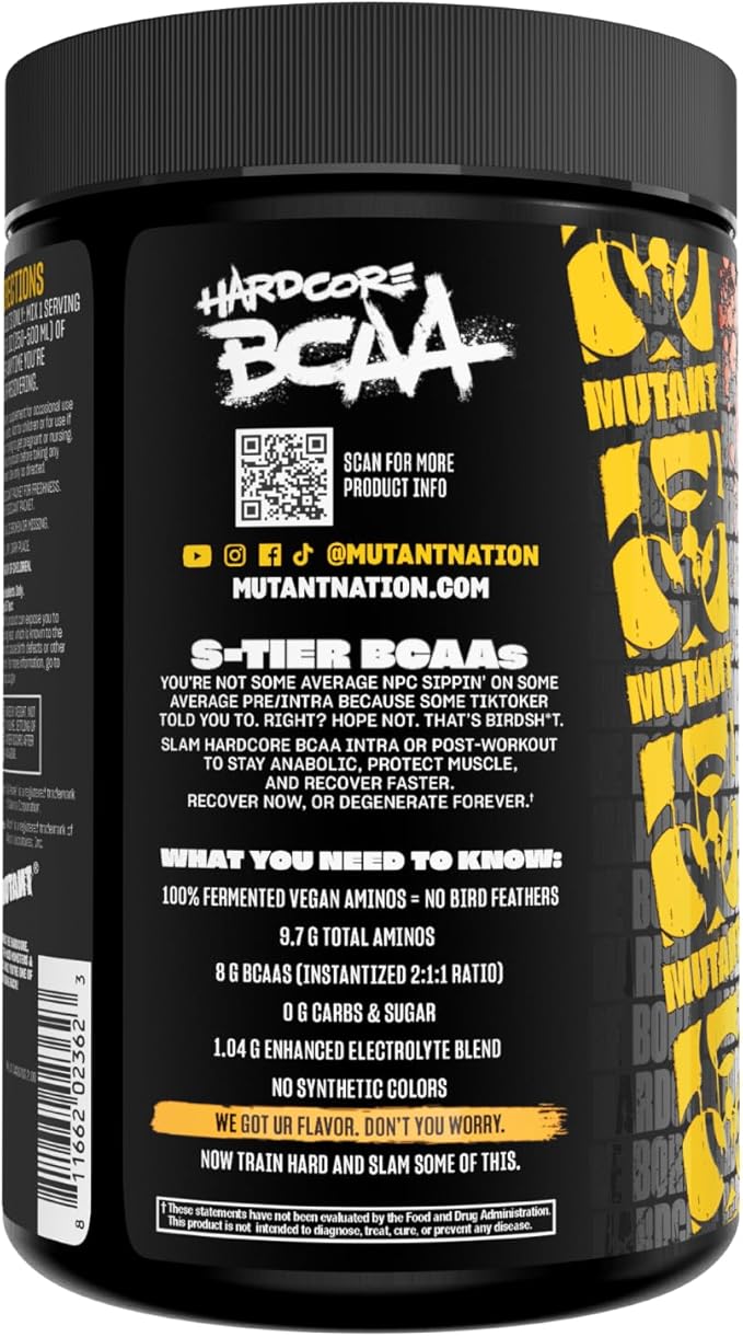 Mutant Hardcore BCAA - Pre, Intra or Post Workout ??BCAA Next Level branched-Chain Amino Acids Supplement ??Hydration + Recovery - 30 Serving - Pineapple