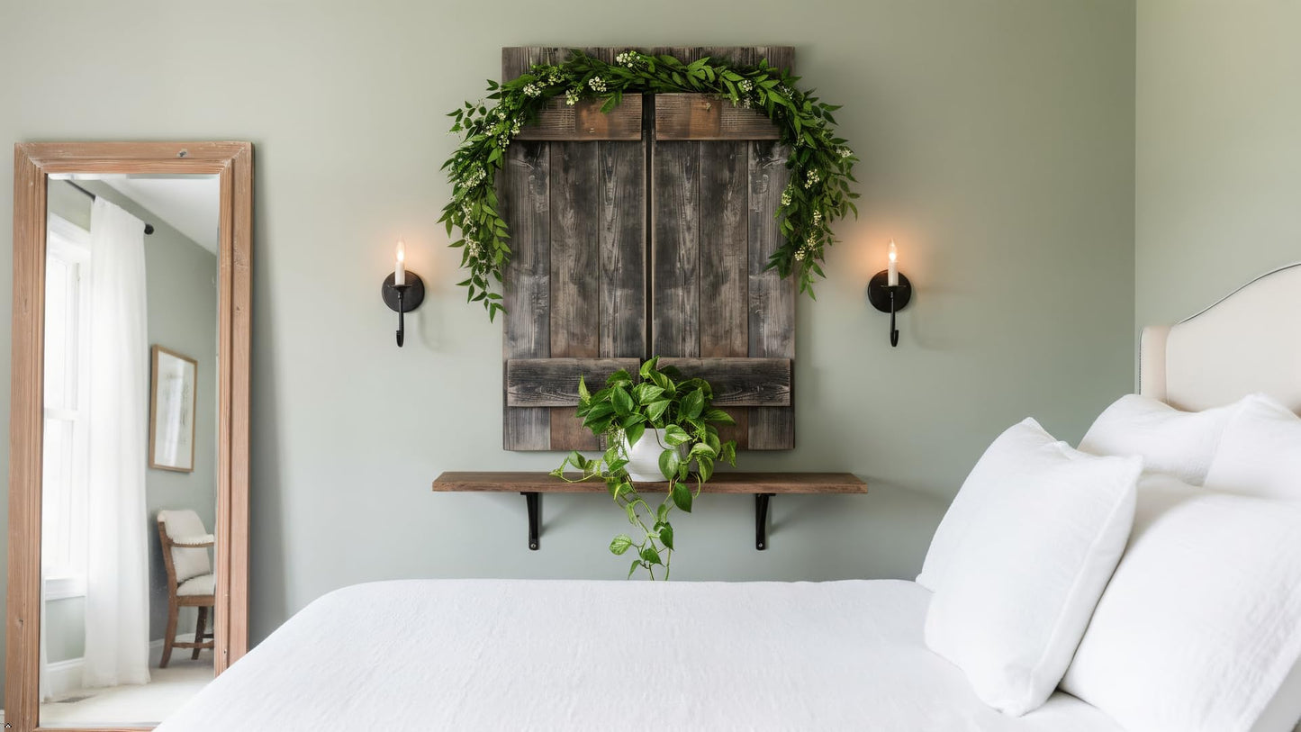 Rustic Revival | Rustic Shutters Made from 100% Reclaimed Weathered Wood – Set of 2 – Farmhouse Barnwood Style Wall Decor – Real Wood Handmade in The USA (11"x30")