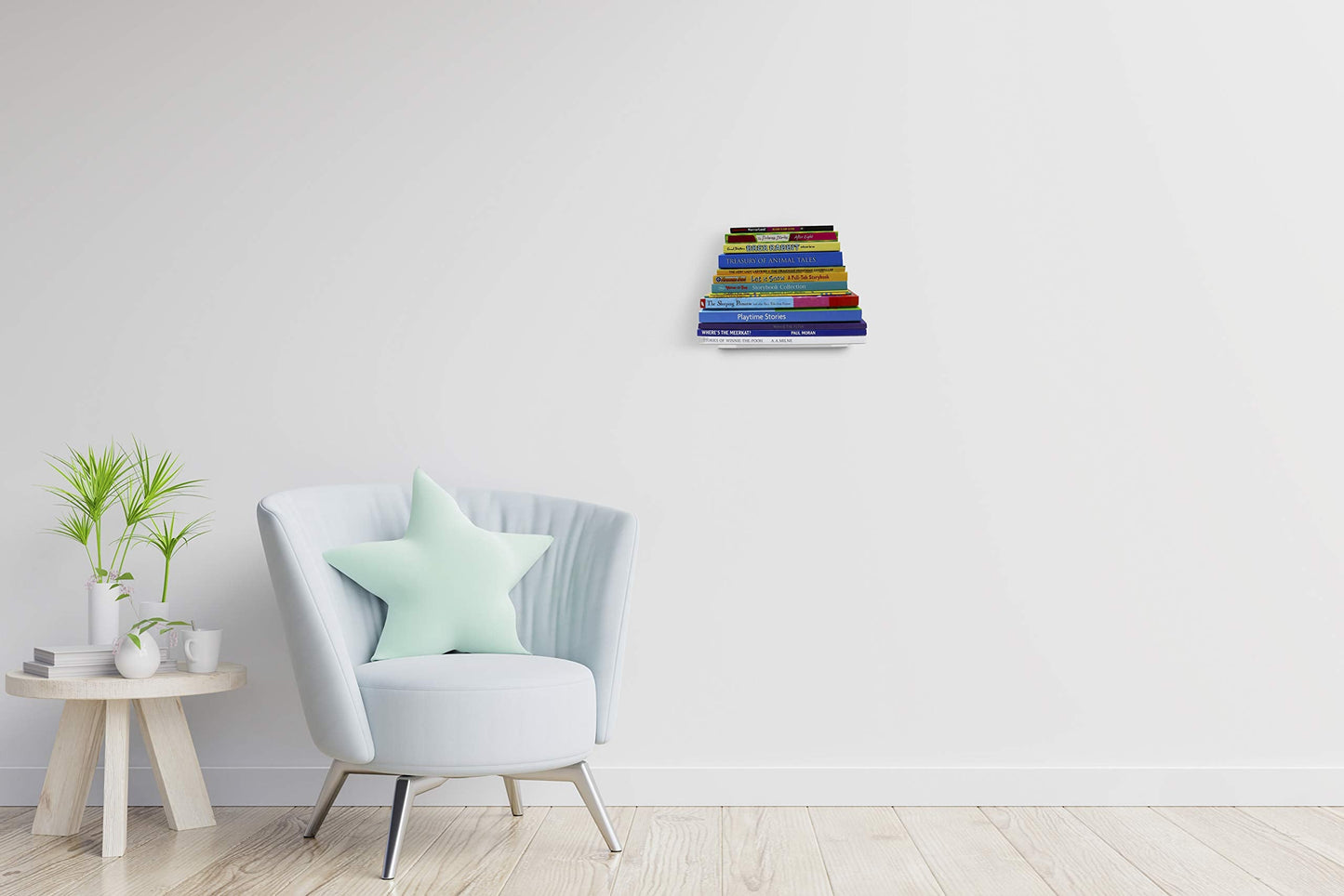 CRIZTA Set of 4 Invisible Floating Bookshelf, Heavy Duty Wall Mounted Book Organizer, Metal Shelves Holder for Books, Large Size (White)