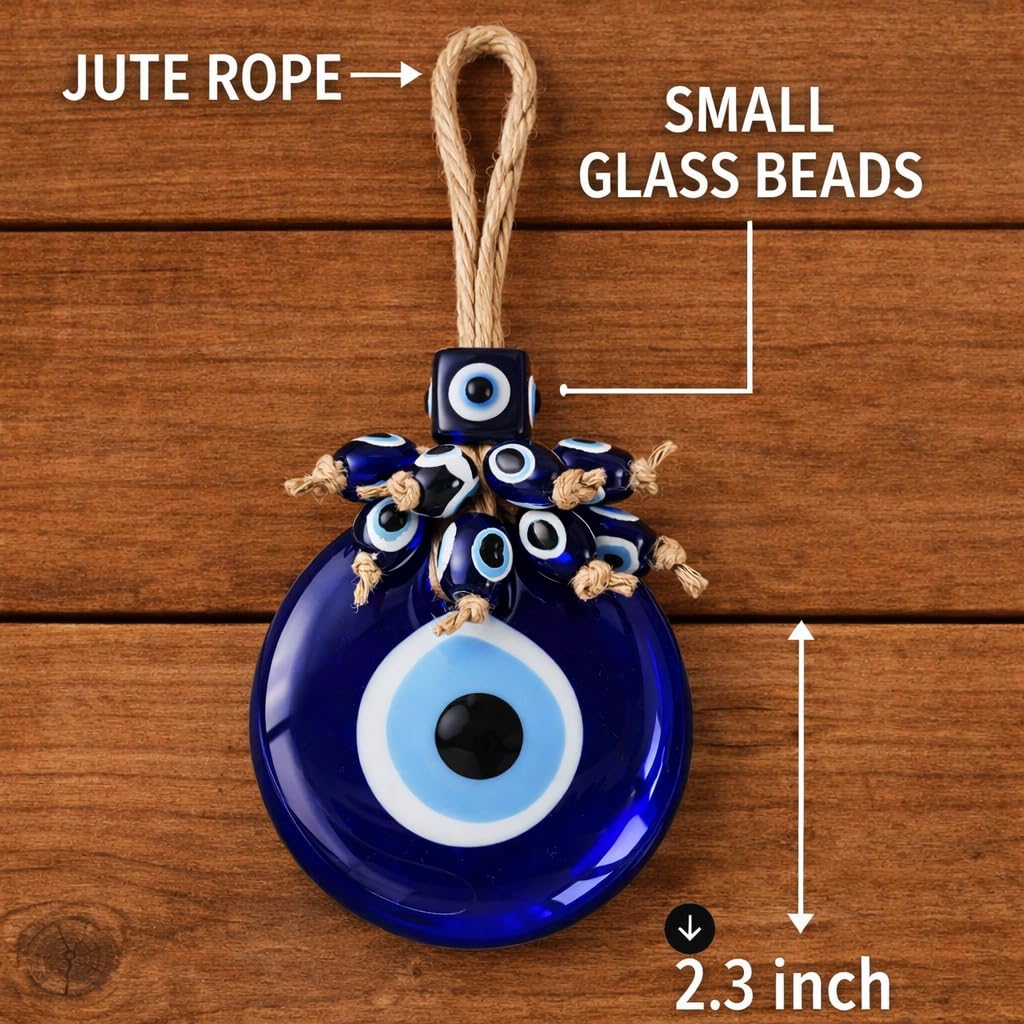 Candymosa 2.3" Turkish Evil Eye Decor Ornament - Blue Evil Eye Wall Hanging in a Box - Home Protection Charm Evil Eye Wall Decor - Turkish Nazar Amulet (Blue, 1pcs)