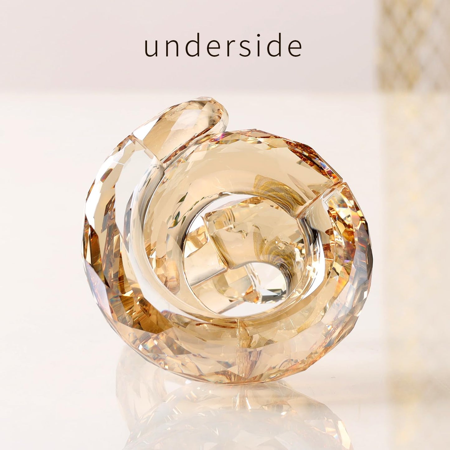 DOJOZ Crystal Coiled Snake Realistic Animal Holiday Collection Table top Ornament Home Decor Collectible Figurines Christmas New Year Gifts (Gold)