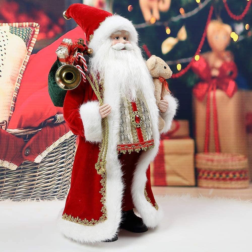 Uten 18" Santa Claus w/ Bear Christmas Decor Figure New Year/Holiday/Party/Home Decoration