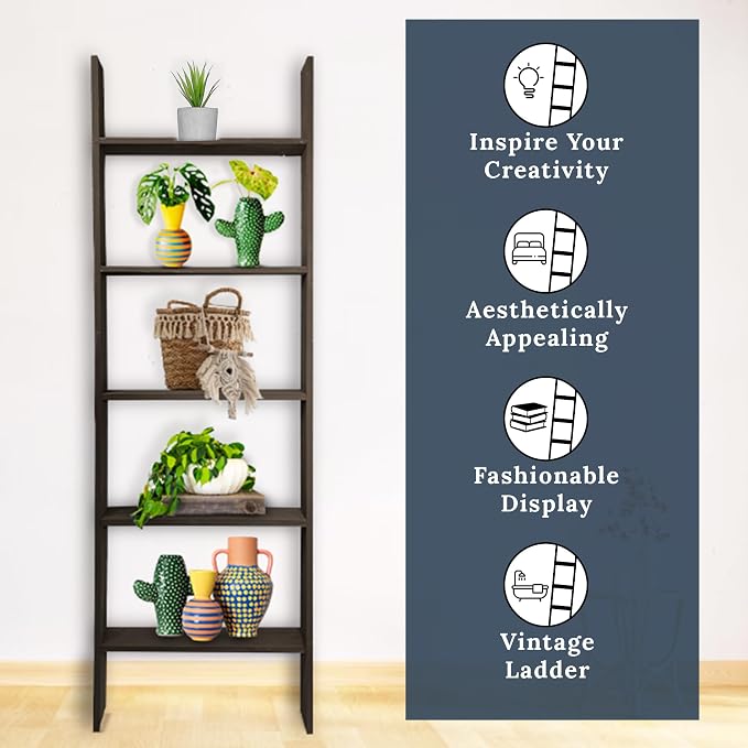 BARNWOODUSA Throw Blanket Ladder – Fully Assembled Reclaimed Wood – Rustic Decorative Ladder for Towels, Quilts, & More – Perfect Farmhouse Decor for Bathroom, Porch, or Living Room,5ft18.