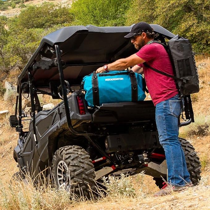 Waterproof Duffle Bag for Travel and Camping with Roll-Top Closure, Durable, All-Weather, and Versatile Dry Bag - Rockagator Mammoth Series (60 Liter, Light Blue)