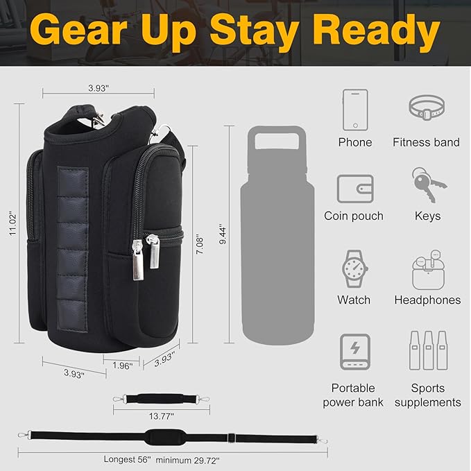 Magnetic Gym Bag for Men & Women - Water Bottle Holder, Crossbody Strap, Touchscreen Pocket & Creative Storage - Perfect for Gym, Running, Travel & Fitness Essentials