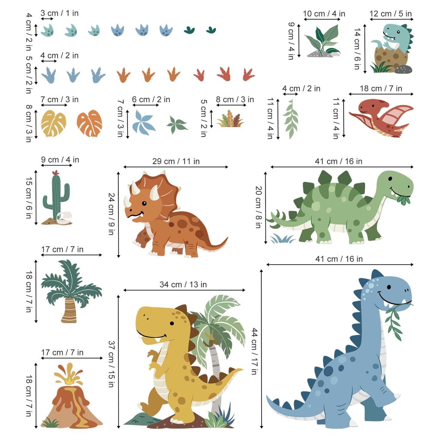 decalmile Boho Dinosaur Wall Decals Dino Tropical Plants Palm Tree Volcano Wall Stickers Boys Bedroom Toddler Kids Room Baby Nursery Home Décor