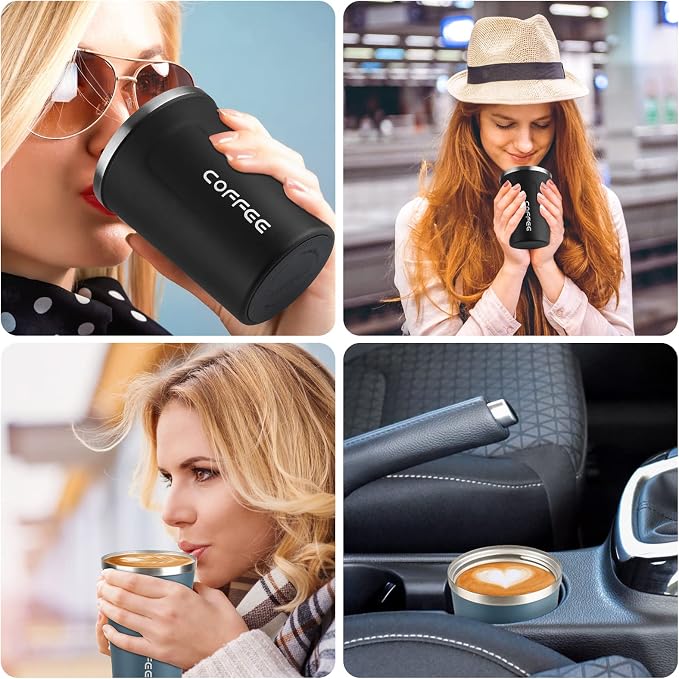 CS COSDDI 12 oz Stainless Steel Vacuum Insulated Tumbler - Coffee Travel Mug Spill Proof with Lid - Coffee Cups for Keep Hot/Ice Coffee,Tea and Beer