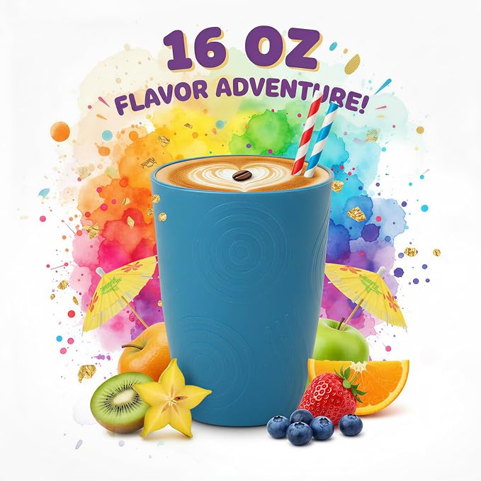 Wrova Wheat Straw Cups Set Alternative to Plastic Cups 16 oz, Reusable Drinking Water Glasses Set of 8, Dishwasher Safe Kitchen Cup Sets for Juice,Coffee,Milk- Vibrant
