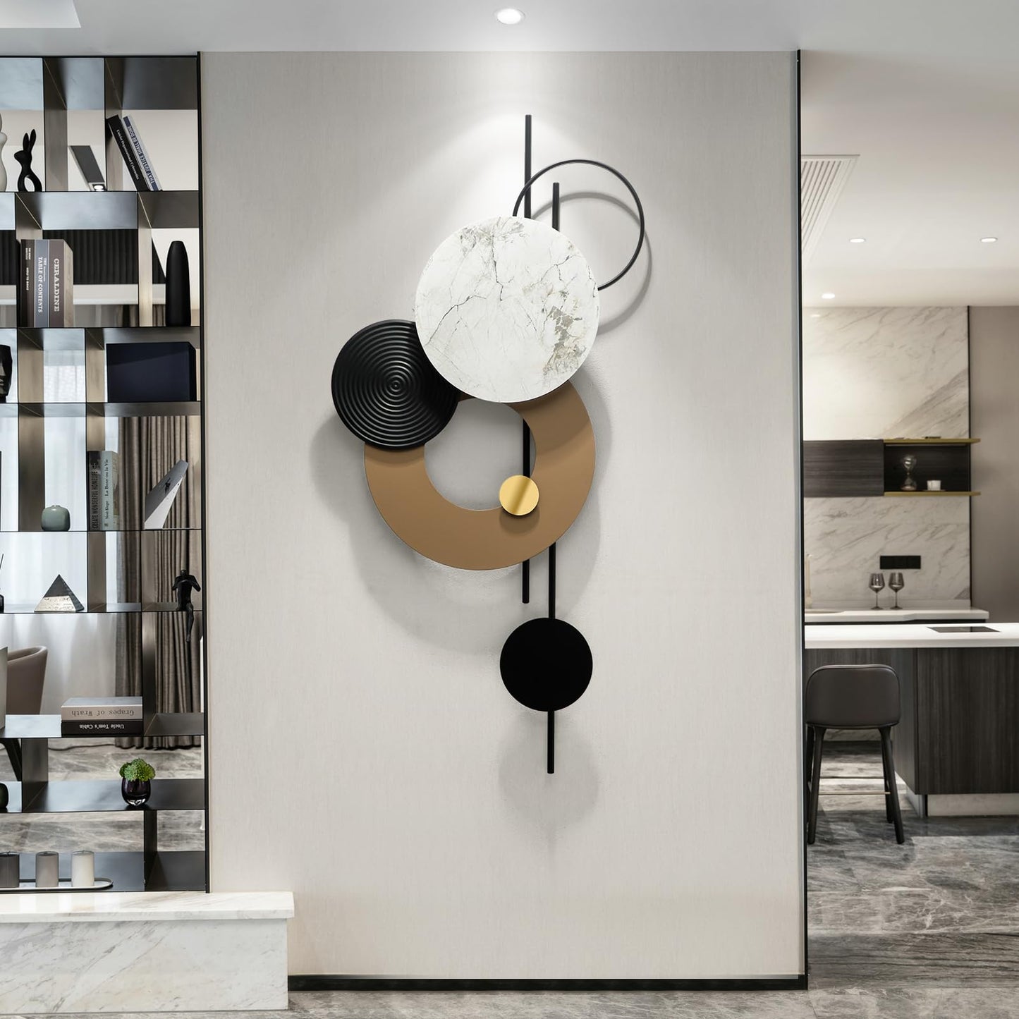 HEBOIX Large Metal Wall Decor Modern Metal Wall Art 3D Wall Sculptures Handmade Wall Hanging Decoration for Living Room Dinning Room Bathroom Entryway Kitchen Office (19''Lx39''W)