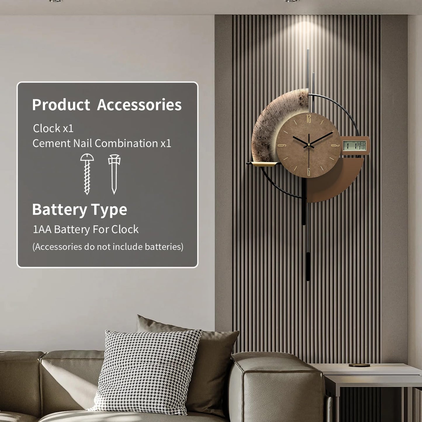 FIXNEO Large Wall Clocks Decorative with Temperature Display℃, Silent Unique Wall Clocks for Farmhouse, Office, Living Room, Kitchen, Home, Bathroom & Bedroom Wall Decor