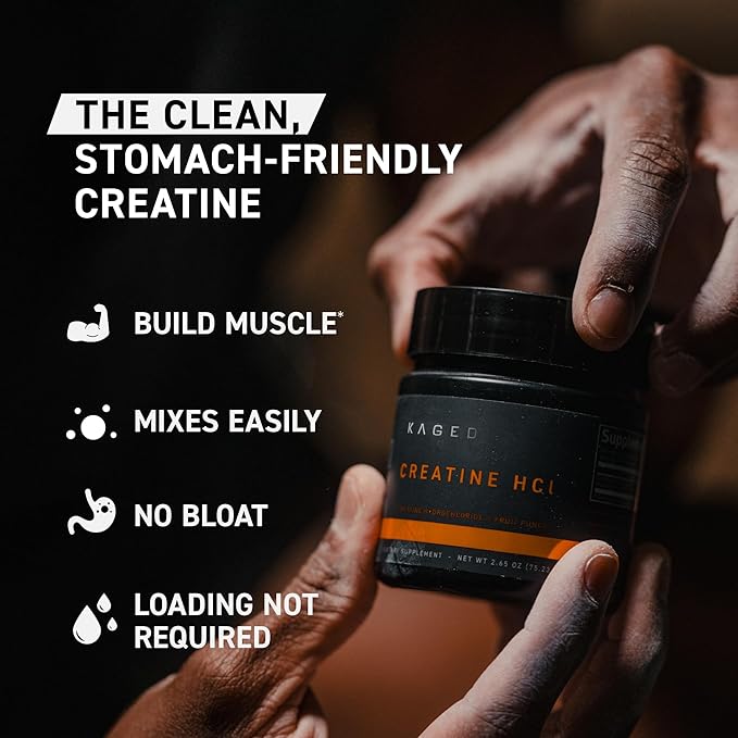Kaged Creatine HCl Powder | Fruit Punch | Muscle Building & Recovery | Patented Creatine Hydrochloride Formula | Vegan, Gluten Free, Easily Digestible | Supplements for Men & Women | 75 Servings