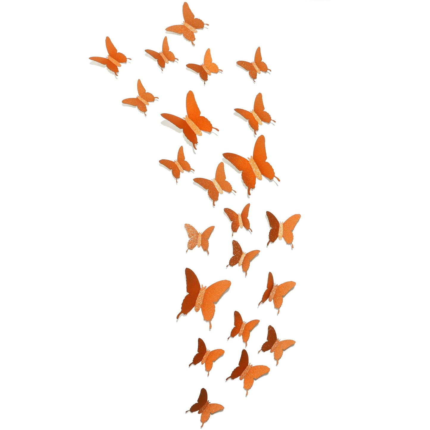 Glitter 3D Butterfly Wall Stickers – Orange Sparkle Butterfly Decals for Home Wall Décor, Bedroom, Living Room, Party Decorations, DIY Wall Art, Removable Peel and Stick Stickers