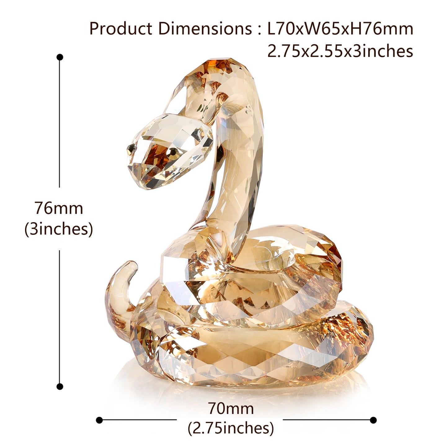 DOJOZ Crystal Coiled Snake Realistic Animal Holiday Collection Table top Ornament Home Decor Collectible Figurines Christmas New Year Gifts (Gold)