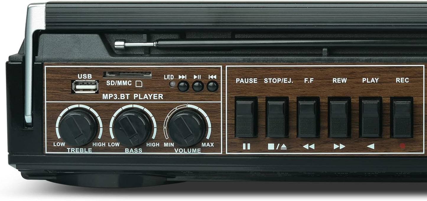 Audiobox 2 MP3 Cassette 3.5mm Retrobox Bluetooth Boombox Speaker - Way Boombox System with AM/FM/SW Radio, Playback