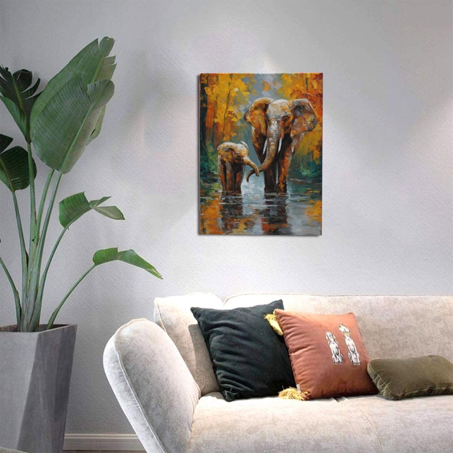 Elephant Wall Art Forest Canvas Wall Decor Pictures Paintings Prints Artwork Framed Decorations For Bathroom Bedroom Living Room Office Gifts 12" x 16"