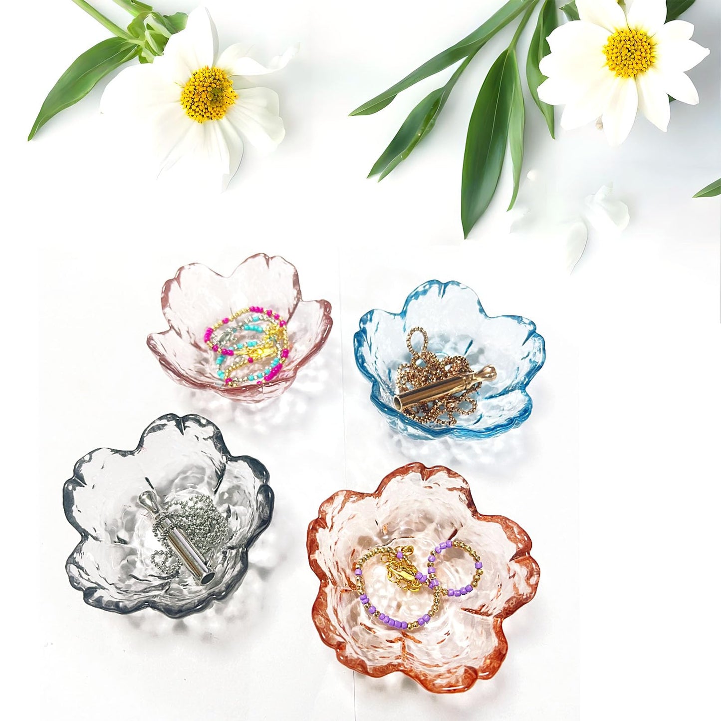 FZFQWRSH Crystal Amber Jewelry Dish, Ring Dish, Trinket Dish，Tray Decor for Women, Fashionable Modern Style Dressing Plate