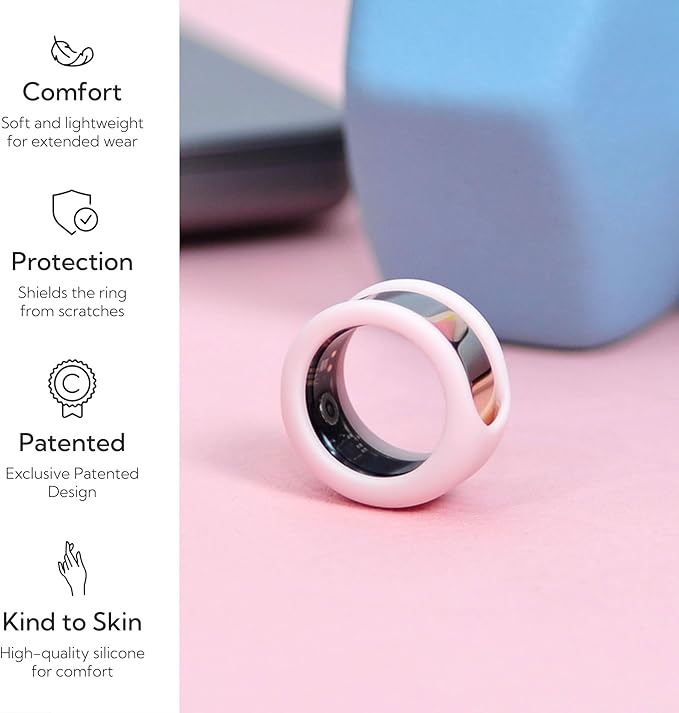 Rinfit Smart Ring Protector - Silicone Ring Enhancer for Active Lifestyle and Gym - StyleFit U.S. Design Patent - Pink, Size 8