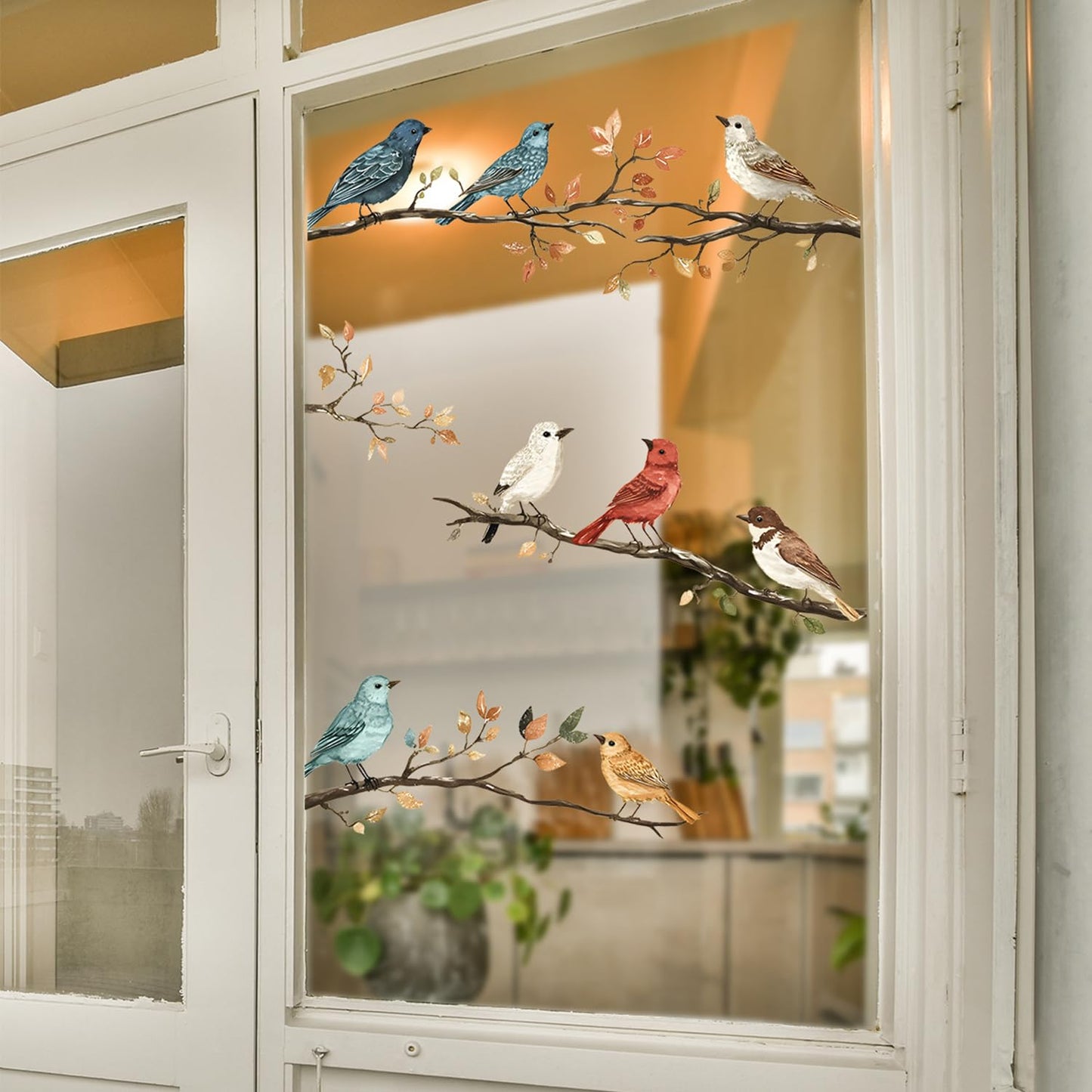 Nature Bird Branch Wall Decals – Removable Tree Branch Stickers with Birds & Autumn Leaves, Vinyl Wall Art Decor for Living Room, Bedroom, or Office