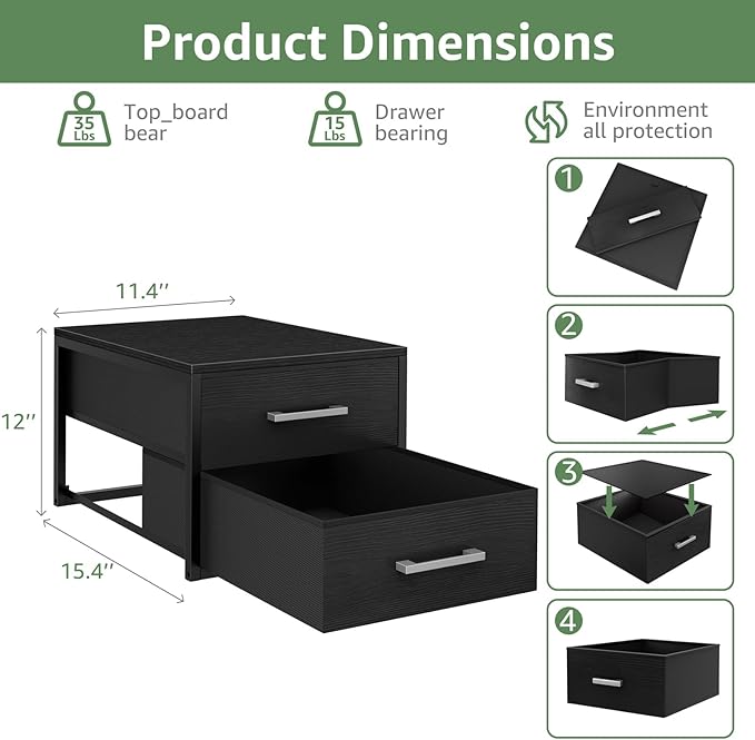 BOLUO Stackable Storage Drawers Narrow Closet Organizers and Storage Fabric Black 2 Drawer Dresser for Bedroom Modern