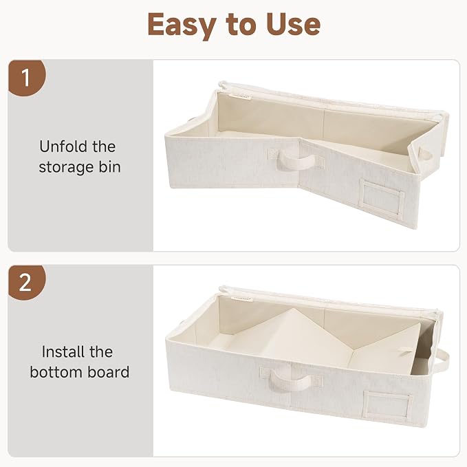 StorageWorks Under Bed Storage Containers - Underbed Storage with Handles and Label Holder, 2 Pack Ultra-thick Fabric Underbed Bins, Closet Organizer for Clothes, Blankets, Sweater