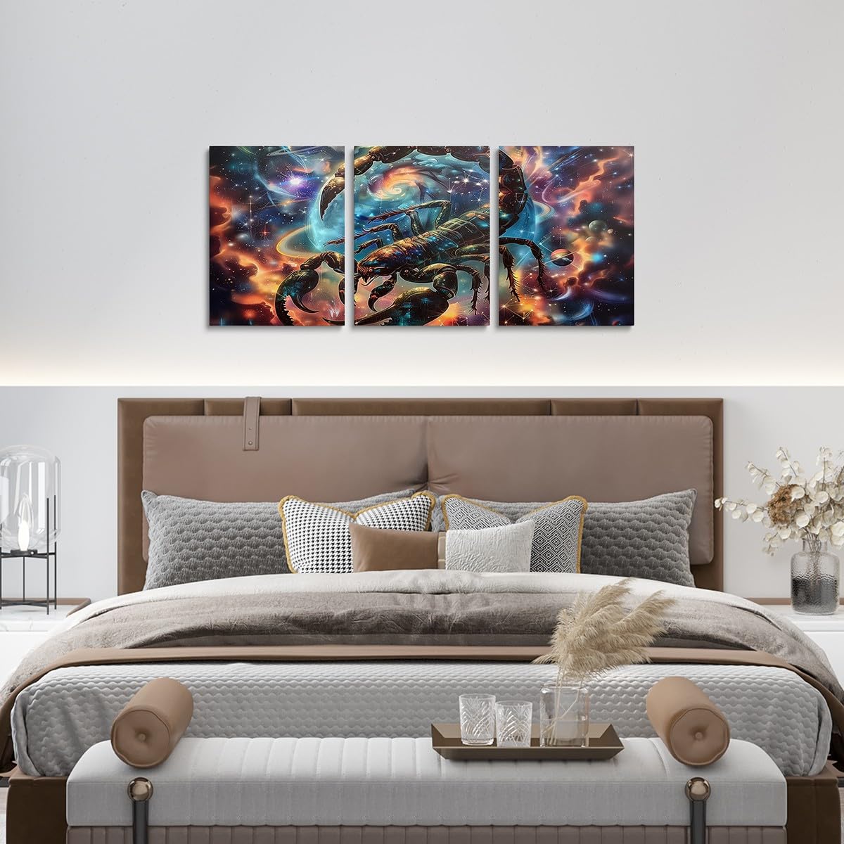 Scorpio Wall Art for Living Room,12 Constellations Zodiac Wall Decor for Bedroom Wall Decorations for Kitchen,Astrology Nebula Galaxy Wall Paintings Office Canvas Pictures,Set of 3