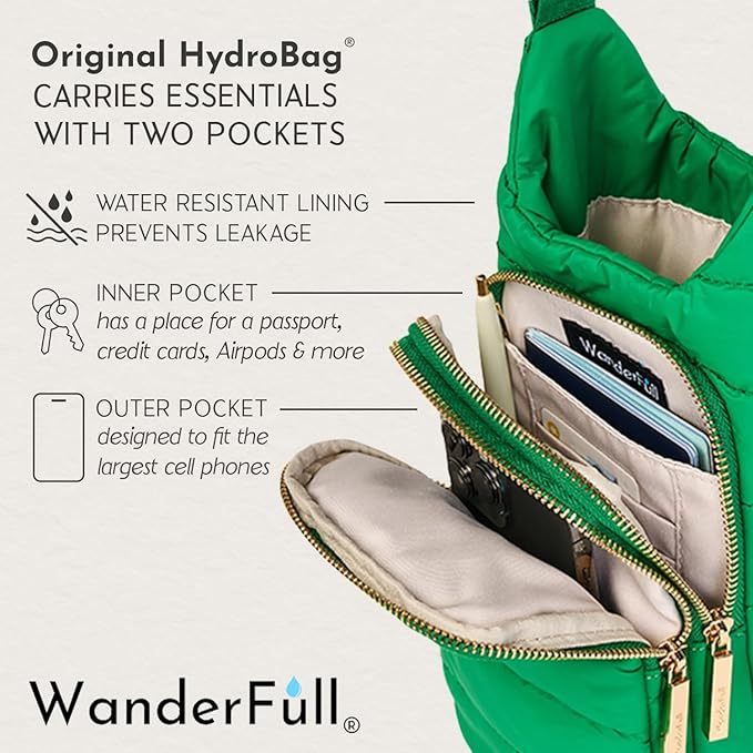 WanderFull® Original HydroBag® Collection, Water Bottle Holder w/Strap & Phone Pocket, Hands-Free Crossbody Water Bottle Bag