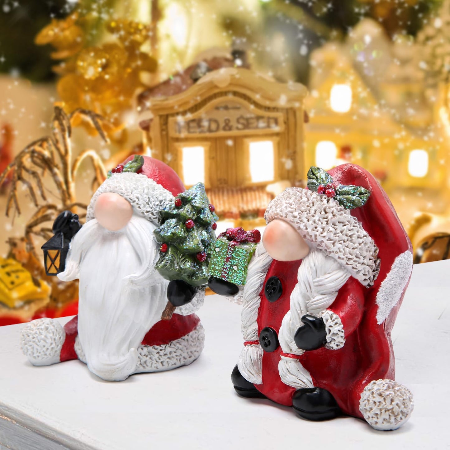 Hodao Joyful Christmas Elf Decorations: Unique Design, Christmas Tree and Gift Elves, Dazzling Lights, Creating a Dreamy Holiday Atmosphere…