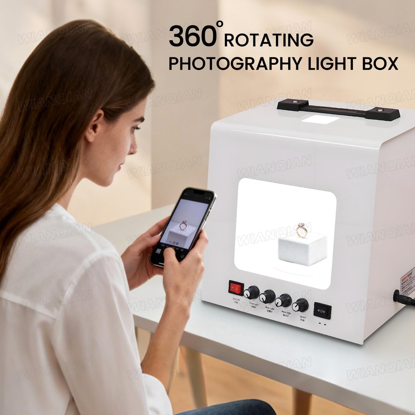 Portable Photo Studio Light Box, Jewelry Photography Box Kit, Jewelry Photography Light Box Kit, 20,000 Lux / 22,000 Lux, Bidirectionally Adjustable Speed, For Small Items Photography Video TB200