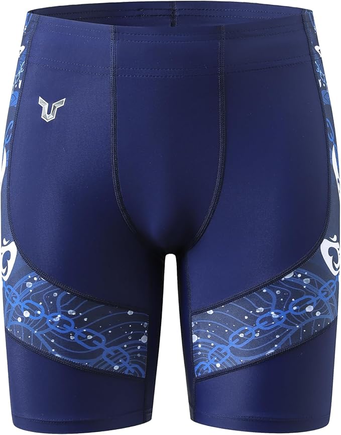 HUGE SPORTS Men's Rash Guard Swim Shorts Compression Swimming Jammer Cool Dry Active Swimsuit Workout Shorts Sports Tights