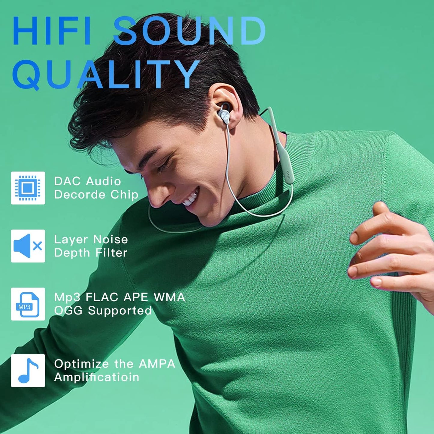 AiMoonsa 128GB MP3 5.2, Player with Bluetooth Music Player with Built-in HD Speaker, FM Radio, Voice Recorder, HiFi