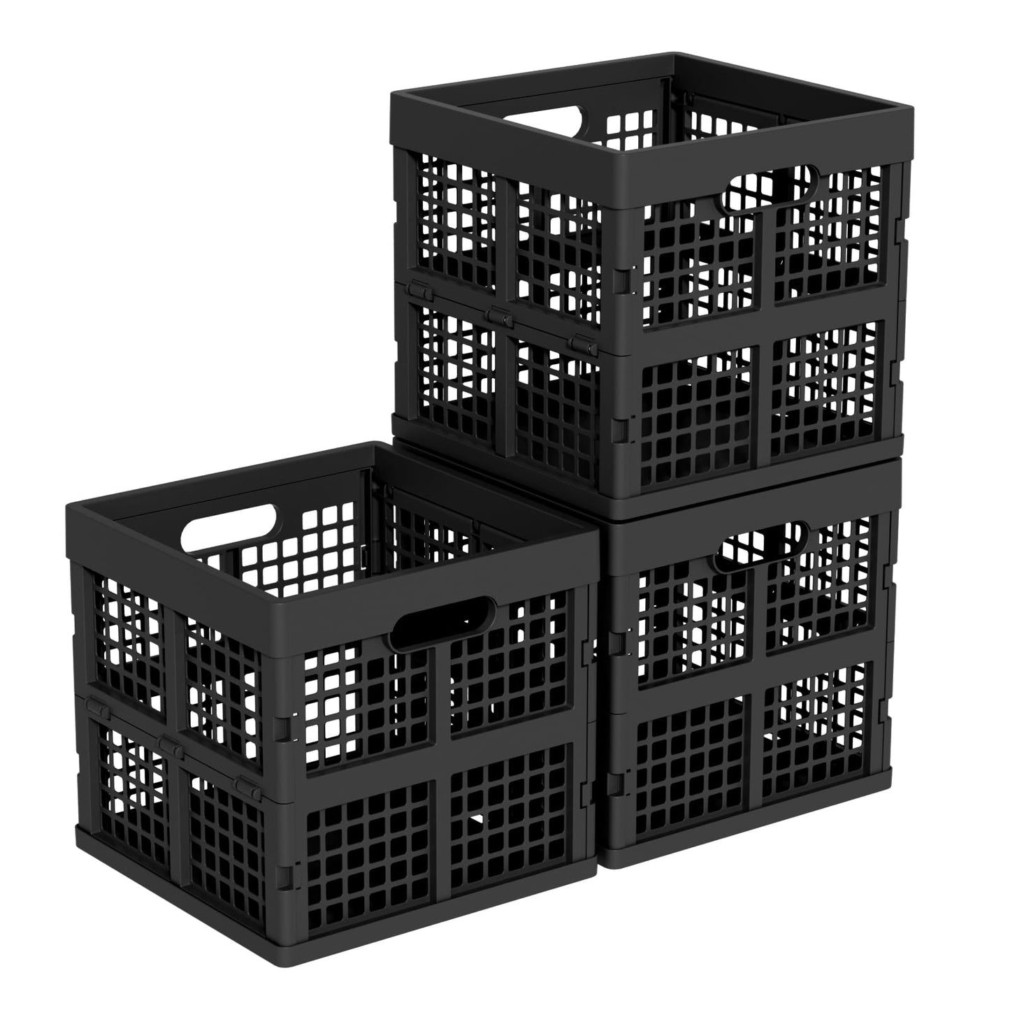 Xeabia 18 L Square Milk Crate, Plastic Stackable Storage Milk Crates, 3 Pack, Black