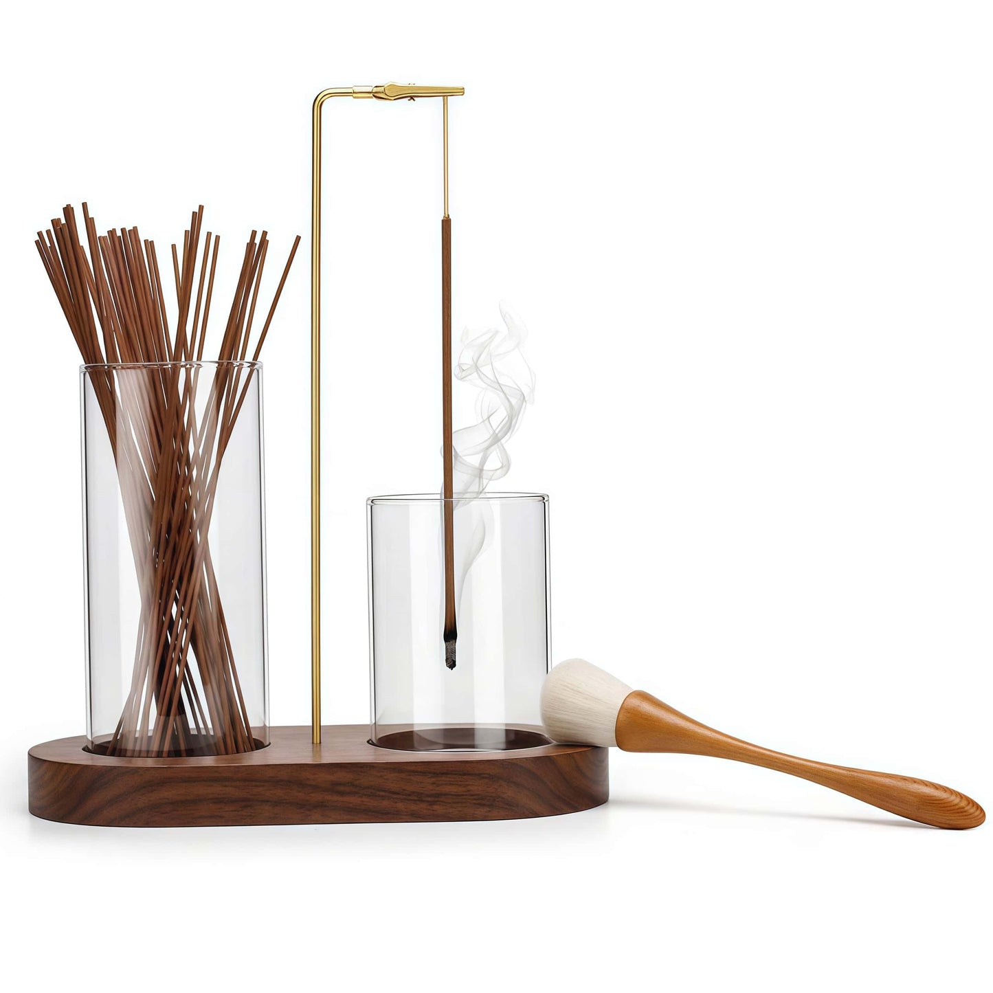 FTDENE Glass Incense Holder for Sticks, Hang Upside Down Incense Burner with Storage & Ash Catcher, Anti-Ash 2 in 1, Comes with Brush & Greeting Card, Meditation Yoga Home Decor Gift