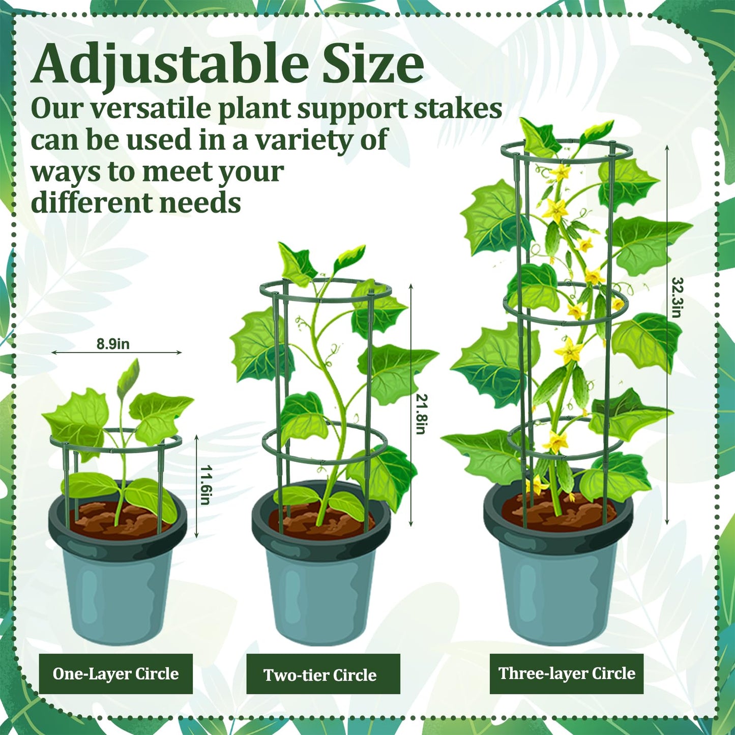 Hoemwarm 36 Pcs Plant Support Stakes, Half Round Plant Support for Indoor Plants Stackable Plant Holder Stick Plastic 9.8 Inch Plant Stakes for Tomato, Monstera, Peony, Hydrangea Climbing Plants