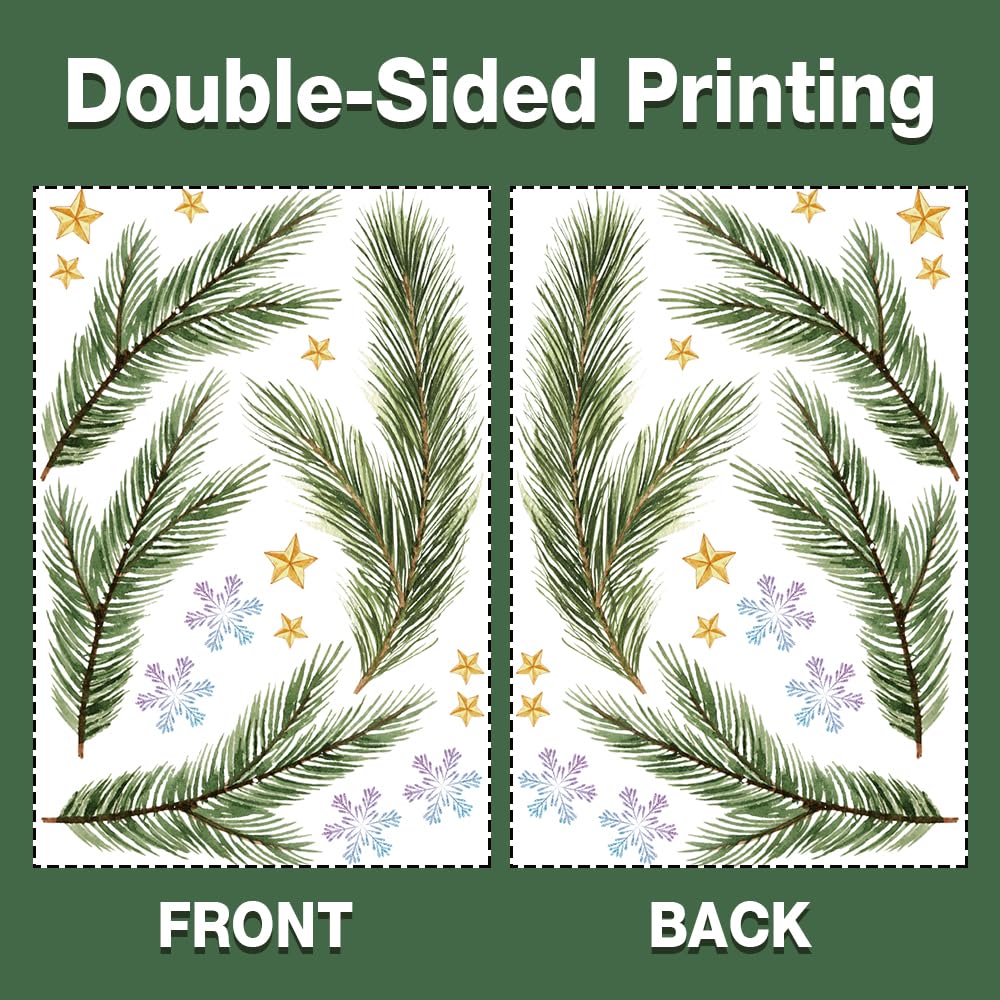MEHOFOND Christmas Window Clings Stickers, 8 Sheets Xmas Balls Branches Snowflake Christmas Decorations, Xmas Window Decals Stickers for Home Shop Glass Windows, Winter Holiday Display Decor