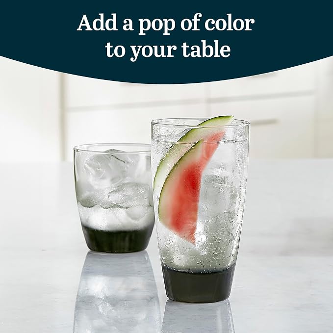 Libbey Classic Rocks and Tumbler Glass Cups Set, Elegant Mixed Drink Glasses Set with Modern Clean Lines, Dishwasher Safe Drinkware Set of 16