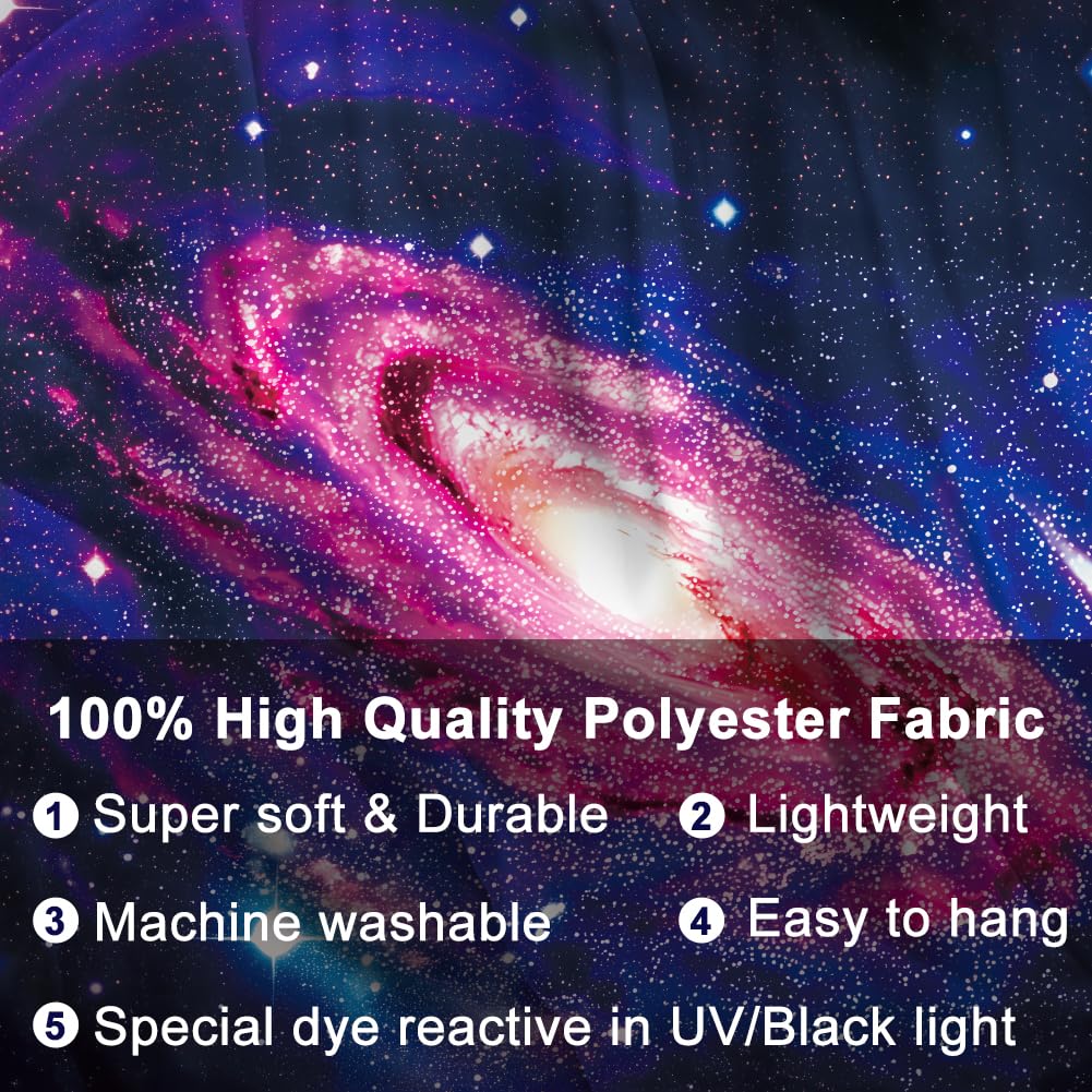 WEBEEDY UV Reactive Space Galaxy Tapestry Blacklight Tapestry Wall Hanging Milky Way Nebula Blacklight Posters Universe Backdrop Wall Decor for Bedroom Living Room Party Backdrop Photo, 59x51 Inch