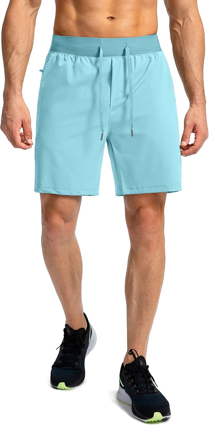 Men's Running Shorts with Zipper Pockets 9 Inch/ 7 Inch / 5 Inch Lightweight Quick Dry Gym Workout Athletic Shorts for Men(9 inch)