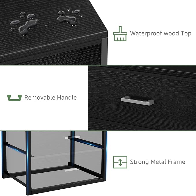 BOLUO Closet Drawers Black 3 Drawer Dresser for Closet Organizers and Storage Bedroom Dorm Modern