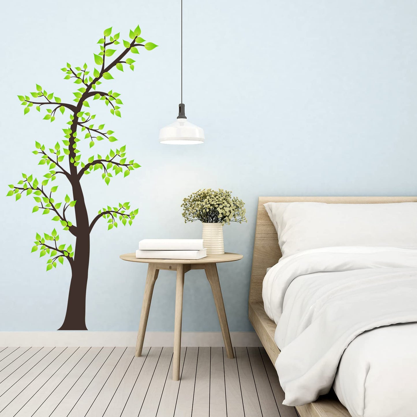 Amimagen Green Tree Wall Decals - Family Tree Wall Stickers - Bedroom Living Room Sofa TV Background Home Wall Decor