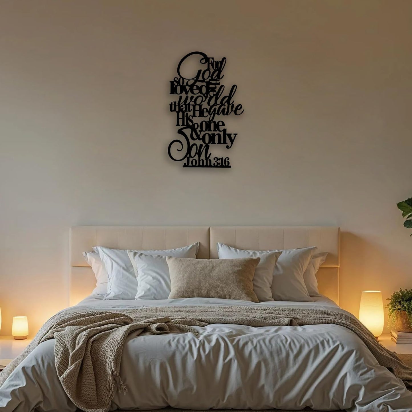 OPTYBVFD John 3 16 Metal Wall Decor - Motivational Inspirational Room Decor Christian Scripture Wall Art Home Decor for Living Room, Bedroom, Dining Room, Bathroom, Office (Black)