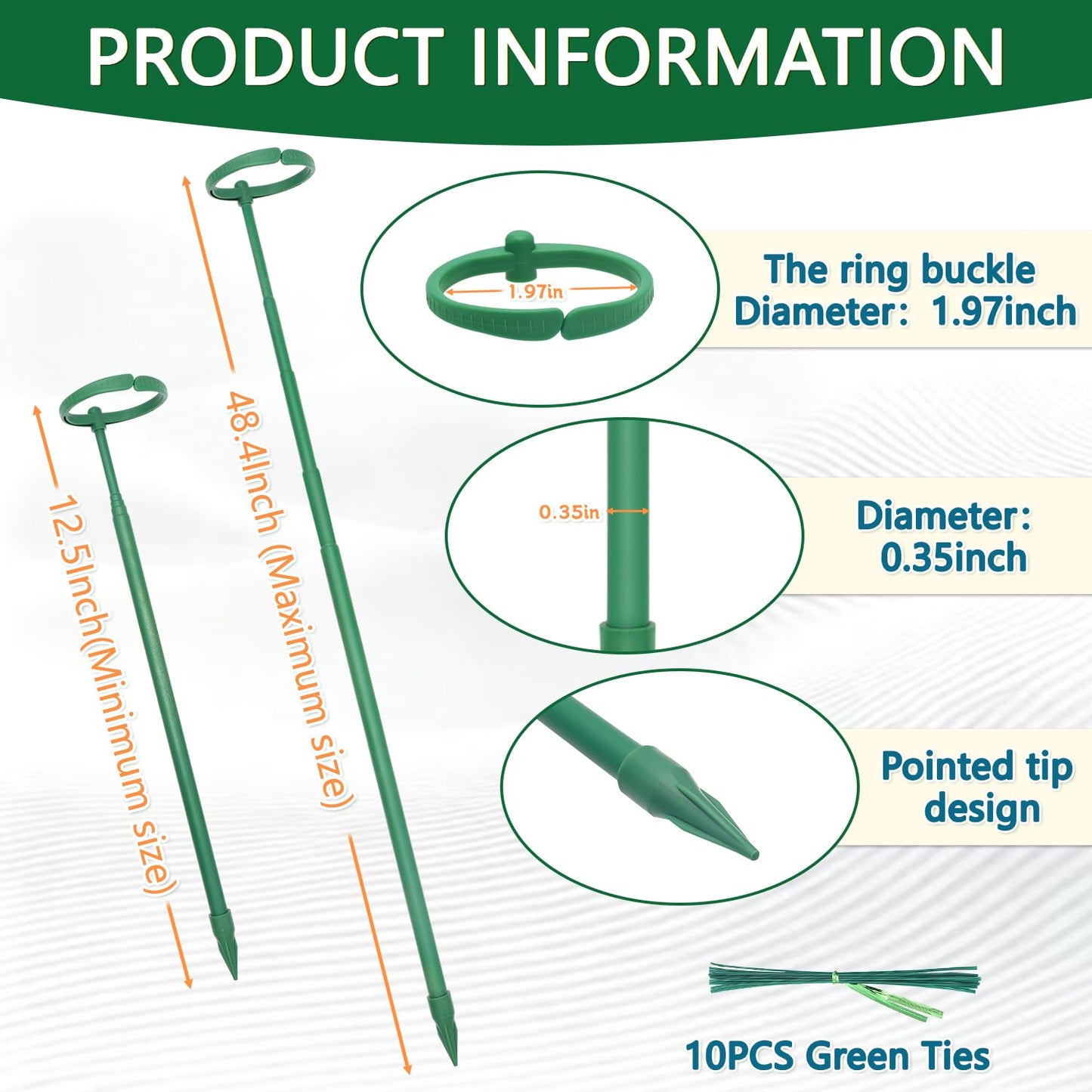 Telescoping Monstera Plant Support Stakes, 12.5IN to 48.4IN Adjustable Length, Extendable Plant Stakes for Indoor Plants, Premium Stainless Steel Material Plants Sticks for Orchids, Tomatoes- 5Pack