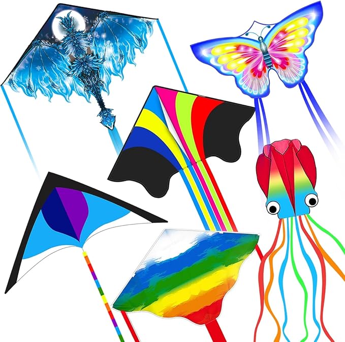 Kites for Kids & Adults, Beach Kites Set for Beginners, Easy to Fly Large Kites Pack for Boys and Girls, Kite String Included, Perfect for Outdoor Activities