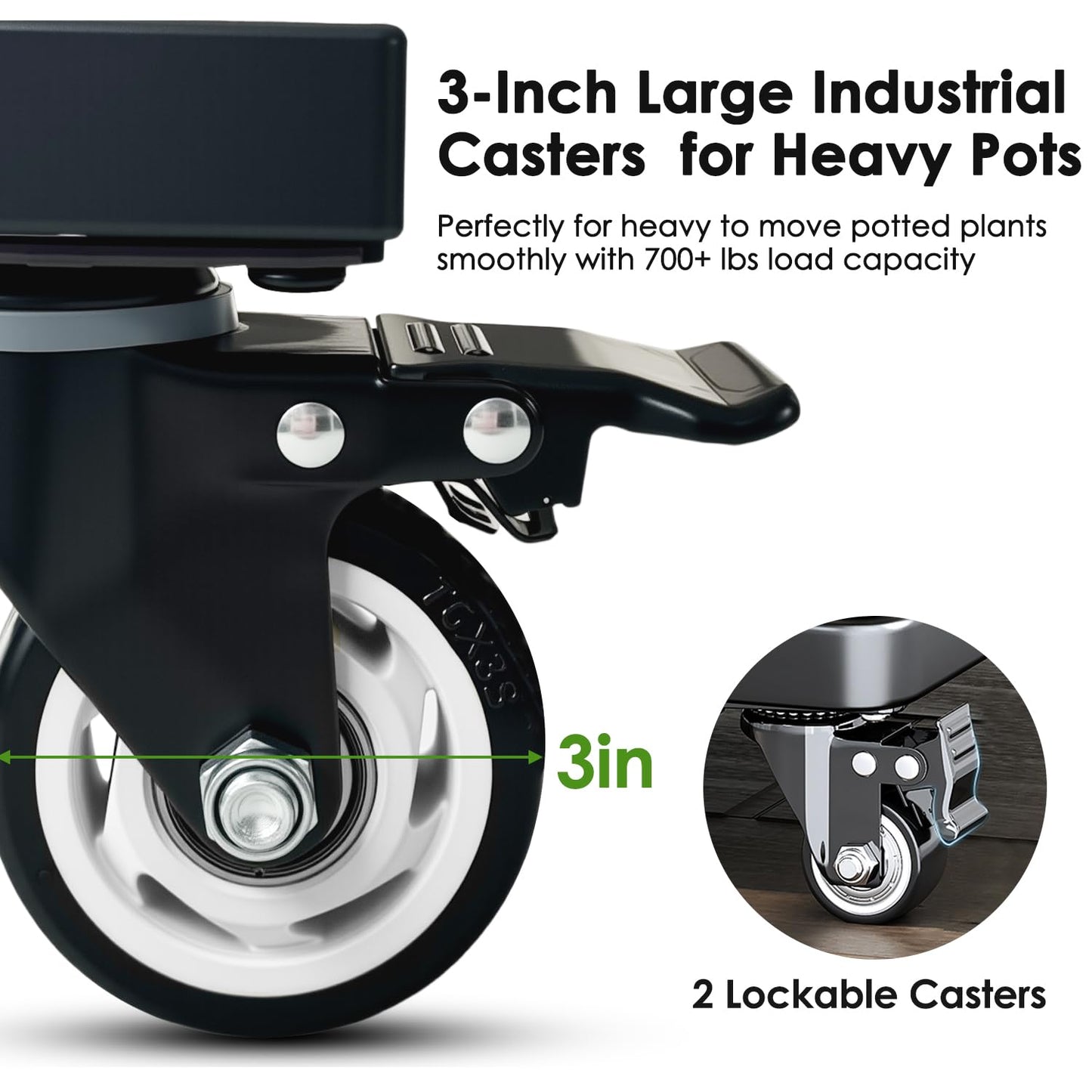 Hongsane 25" Plant Caddy with Wheels Heavy Duty,800Lbs Large Metal Plant Dolly,Rolling Square Plant Stand with Industrial Casters,Rust-Proof Plant Rollers for Large Planters,Pots,1 Pack