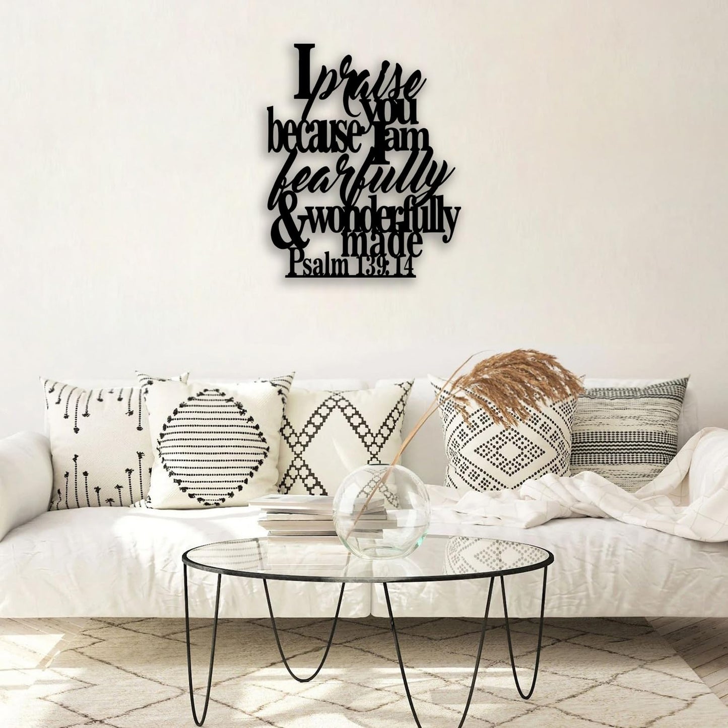 Psalm 139 14 Metal Wall Decor - Christian Inspirational Room Decor Motivational Scripture Wall Art Home Decor for Living Room, Bedroom, Dining Room, Bathroom, Office (Black)