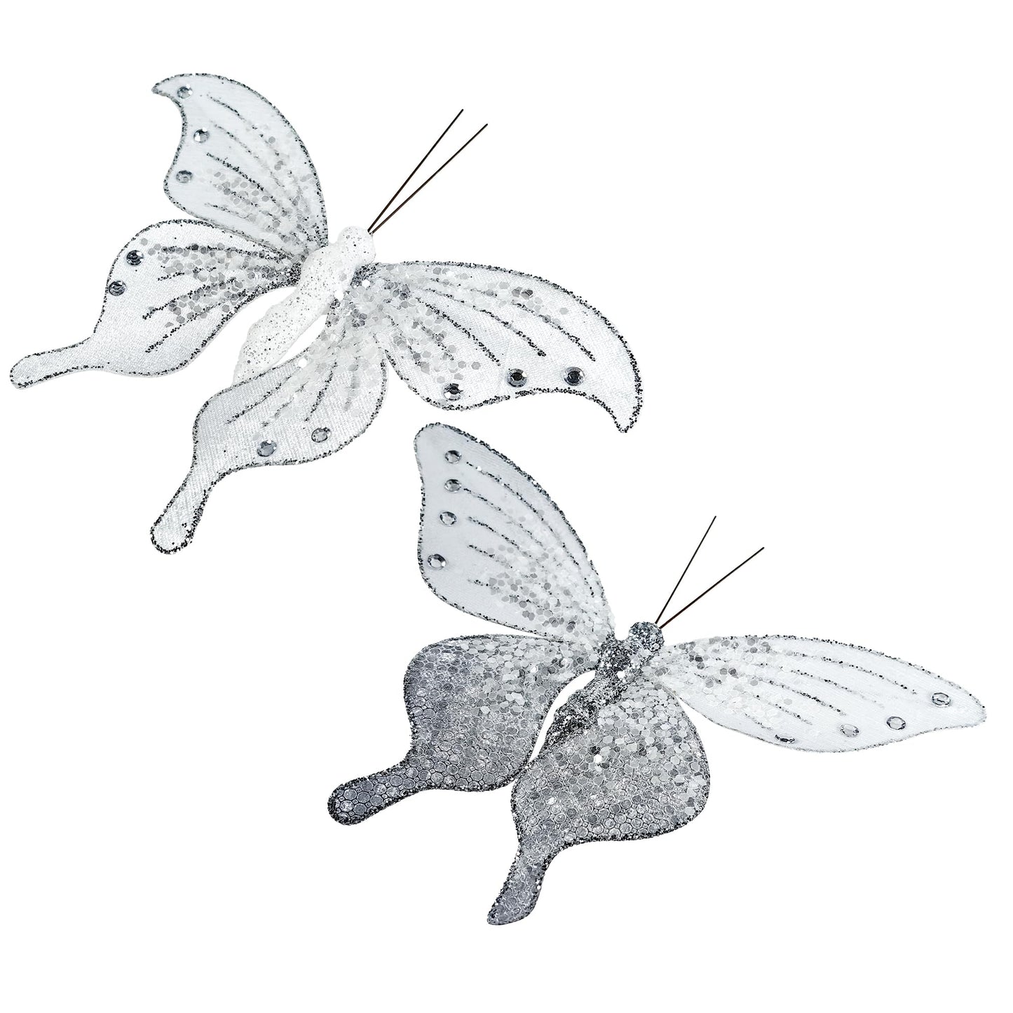 Berfutall- 3D Fabric Butterfly Wall Decor for Home Decor, Garden Decor, 8.66 Inches, Silver