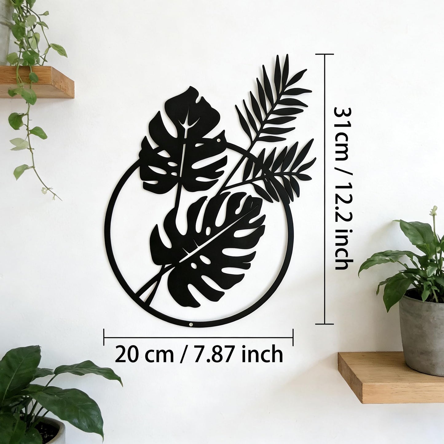SonnTonn Metal Tropical Leaves Wall Art Decor, Indoor Home Wall Hanging Monstera Leaf Metal Sculpture Outdoor Garden Decor for Patio (7.87”x12.2” / 20x31cm)